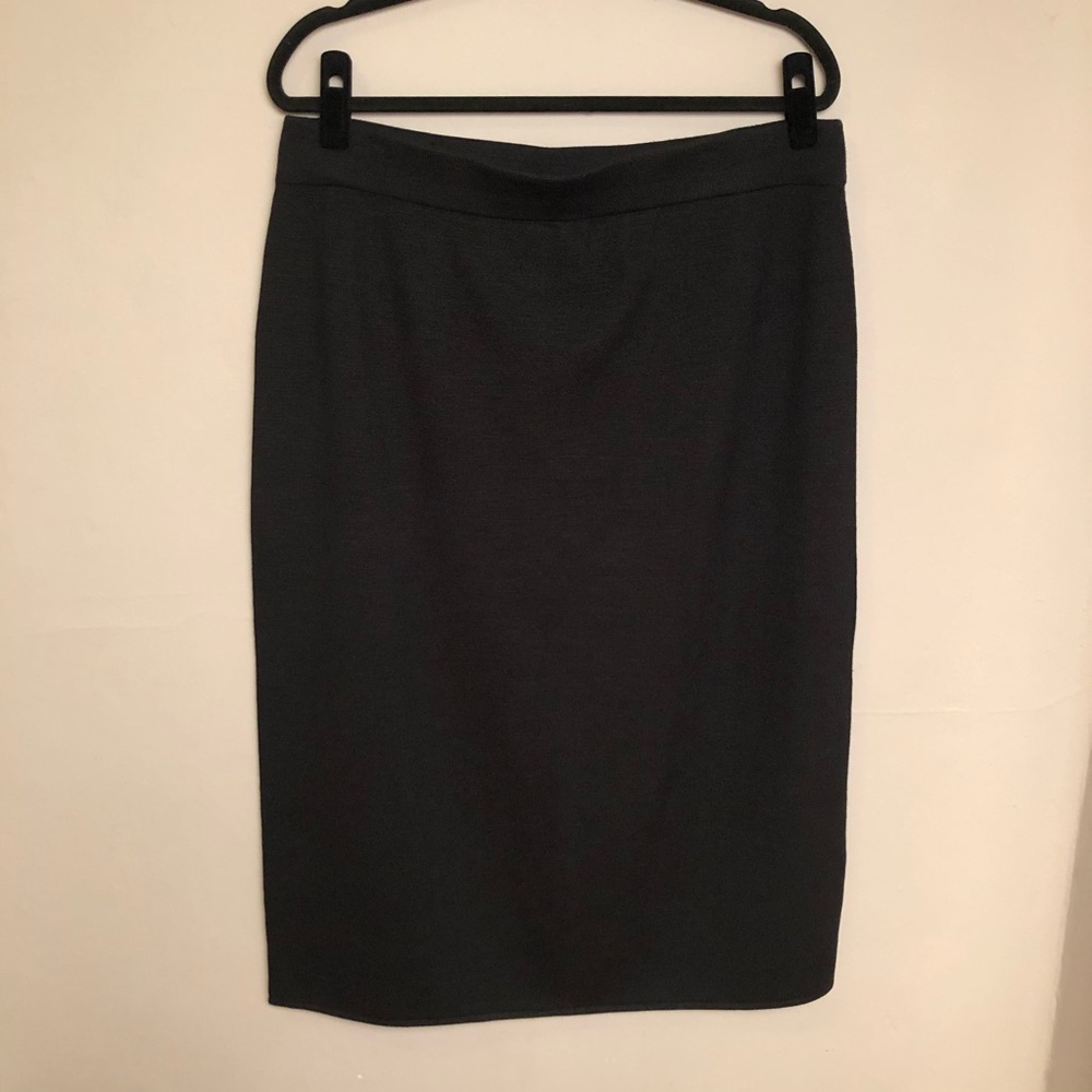 Eileen Fisher Silk Blend Black Stretch Skirt Large Career Style Professional